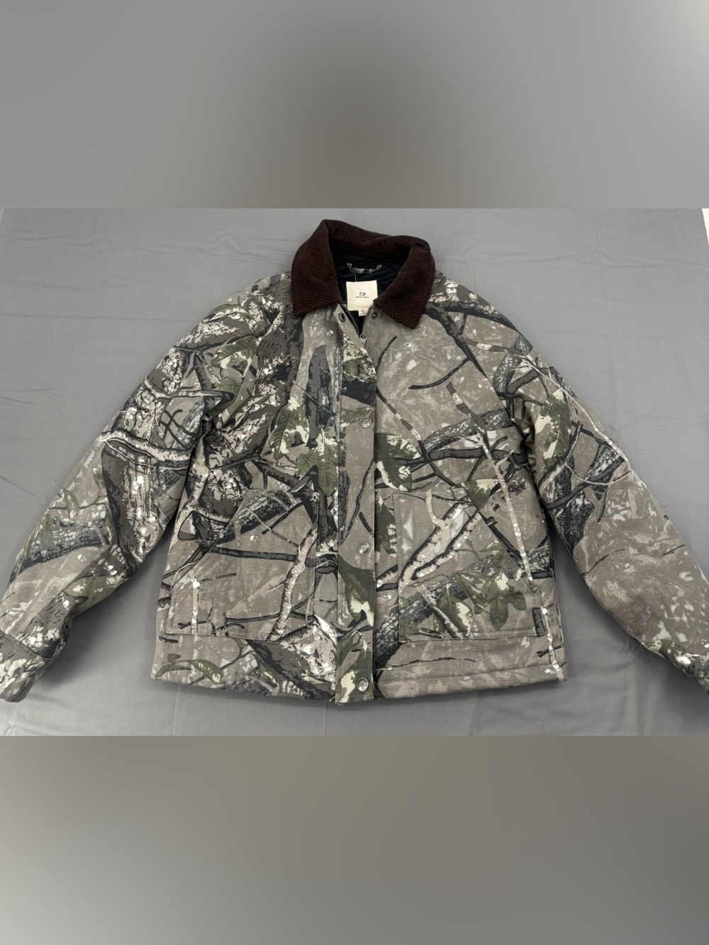 Thread & Supply Women’s  Camouflage Field Jacket with Brown Corduroy Collar
